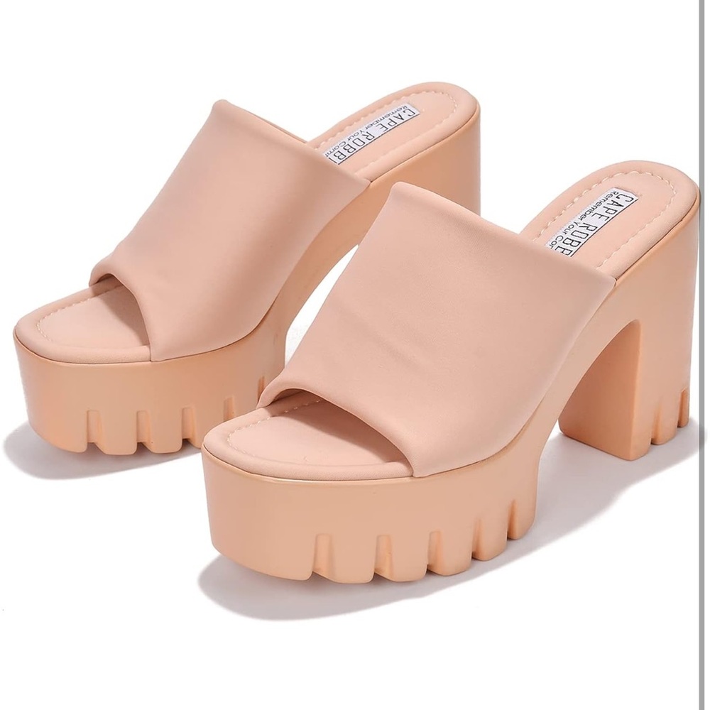NWT Cape Robbin Echoya Open Toe Chunky Block Heels - Picture 3 of 8